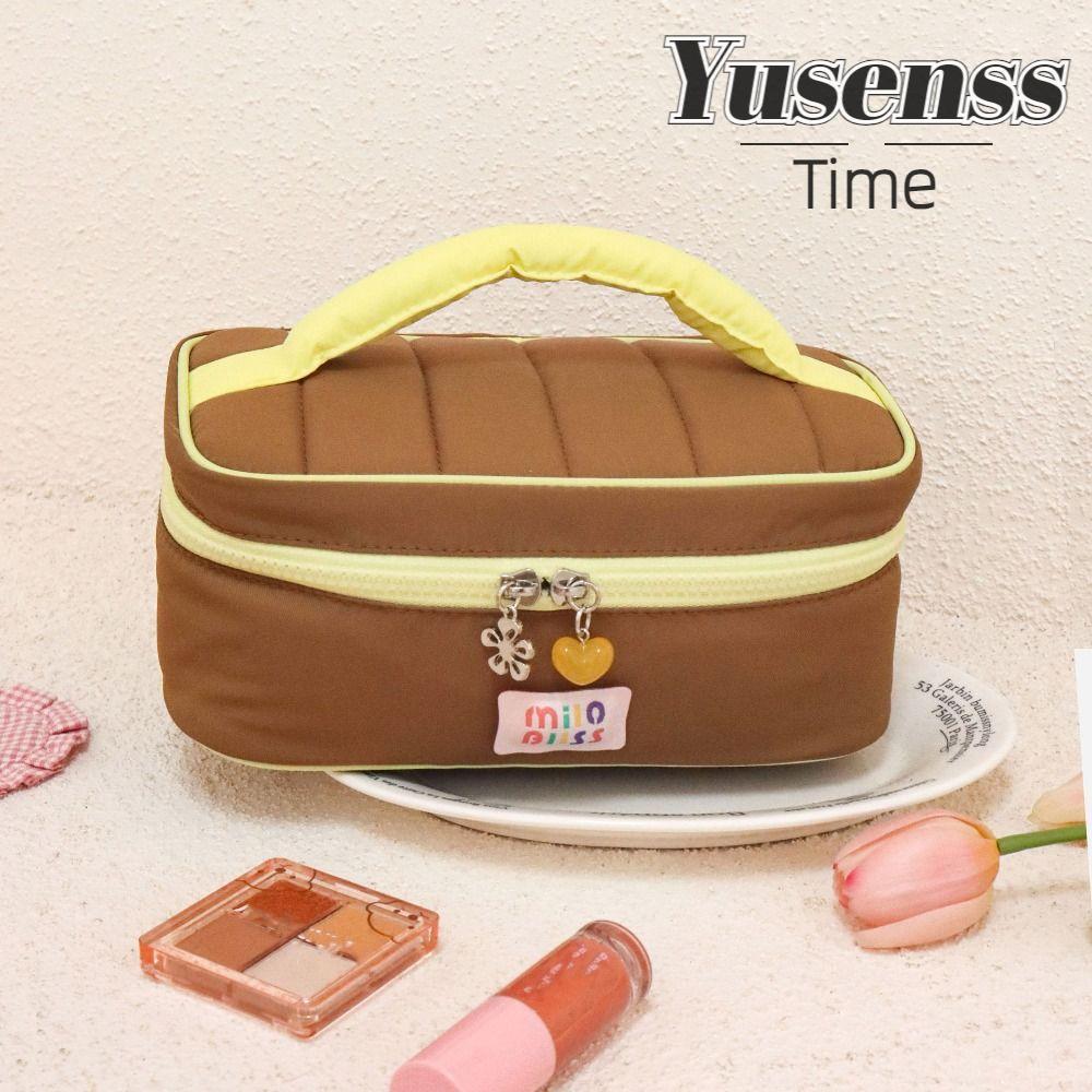 YUSEN Travel กระเป๋าถือเครื่องสําอางความจุขนาดใหญ่แบบพกพา|กระเป๋าเครื่องสําอาง, Contrast Color Small Fresh Girl Series Storage Handbag Pencil