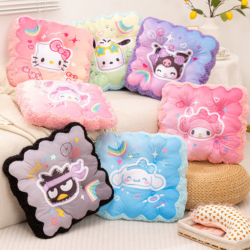 เบาะรองนั่งลายการ์ตูน Hello Kitty Kuromi My Melody Pom Pom Purin เบาะรองนั่งยัดไส้เก้าอี้เบาะหลัง