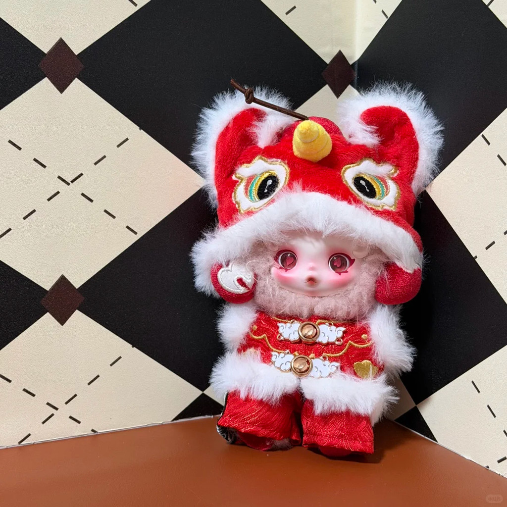 สําหรับตุ๊กตา Skullpanda เสื้อผ้าจีน Lion Dance เครื่องแต่งกายงานรื่นเริงชุดสําหรับ labubu17 ซม.ตุ๊ก