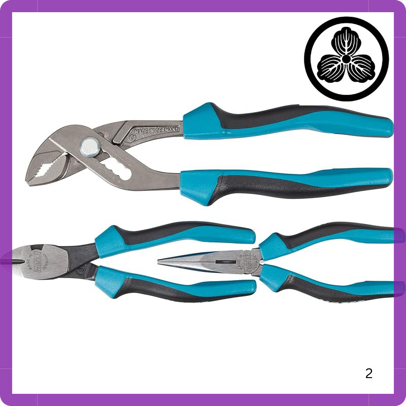 HAZET 1859SPC/3 3-Piece Plier Set - Professional Quality Pliers, Cutters, and Crimping Tools with St