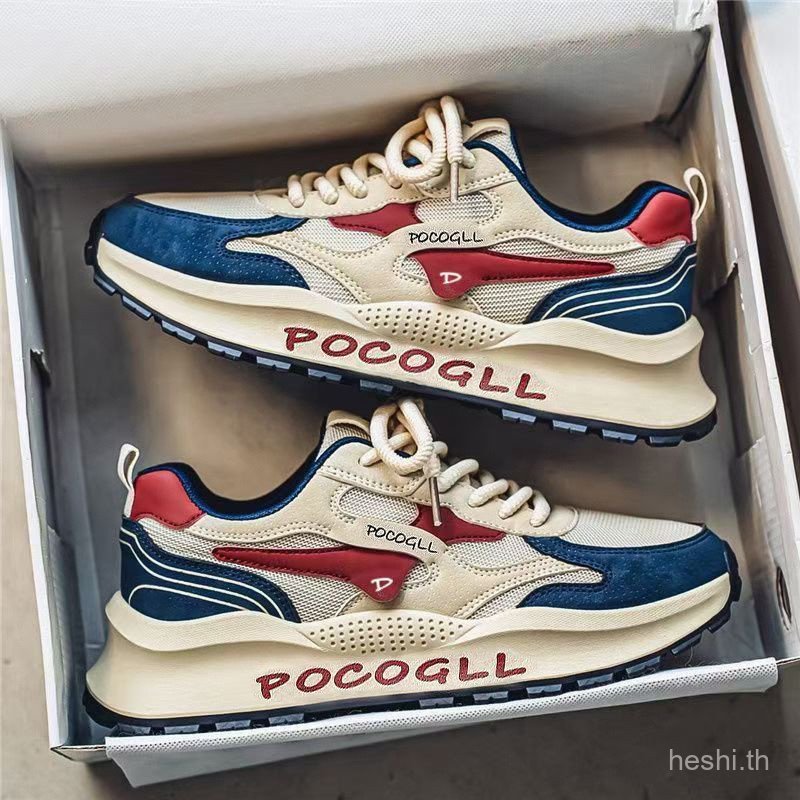 รองเท้าผู้ชาย Daddy สไตล์ Retro และตาข่าย ระงับกลิ่นกาย ใส่สบายในวันร้อนและสไตล์ฮ่องกง