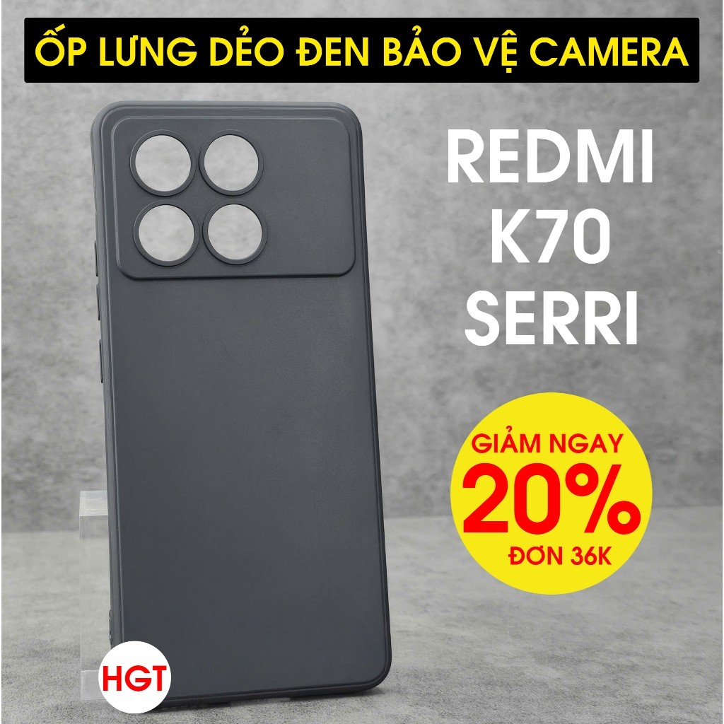 Redmi K70 - K70 Pro - K70E - K70 Ultra เคสยืดหยุ่นสีดําปกป้องกล้อง TPU คุณภาพสูง