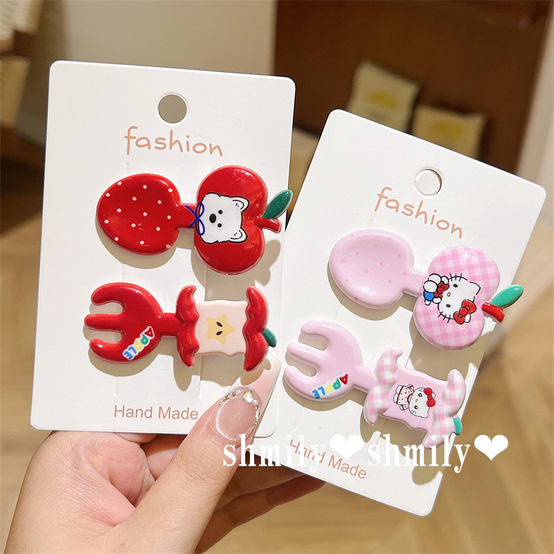 หวานน่ารัก Apple Hairpin สาวการ์ตูนลูกสุนัข Bangs สนุกส้อม Hairpin ช้อนด้านข้าง Duckbill