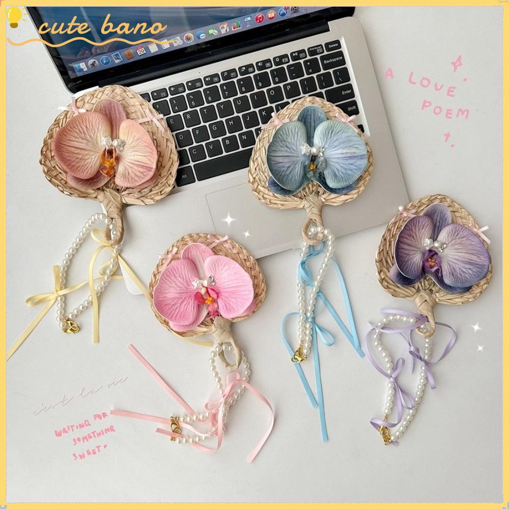 BANO Orchid โทรศัพท์ Key Chain, จี้ตกแต่ง Mini Orchids ดอกไม้จี้, แฟชั่น Pearl Bow Handmade Orchids 