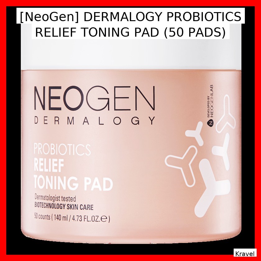 [NeoGen] DERMALOGY PROBIOTICS RELIEF TONING PAD (50 PADS) / ซูทติ้ง ไฮเดรติ้ง โดย Kravel