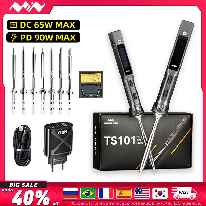 Original TS101 หัวแร้งปรับอุณหภูมิ Digital Solder Station 90W PD Charger Mini USB TS100 TS 101