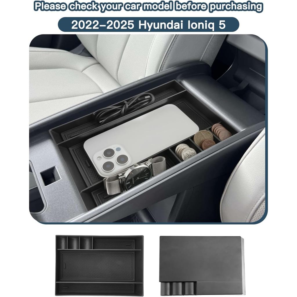 Ruiya 2025 Ioniq 5 คอนโซลกลางสําหรับ Hyundai Ioniq 5 2025 อุปกรณ์เสริมวัสดุ ABS คอนโซลถุงมือถาดใช้งา