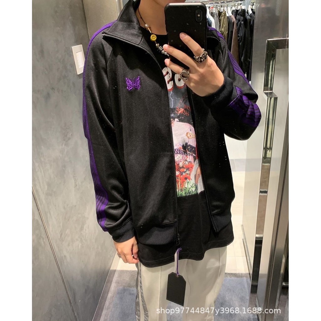 Needles Track Embroidered Retro Striped Casual Jacket Sports Fabric Unisex Coat