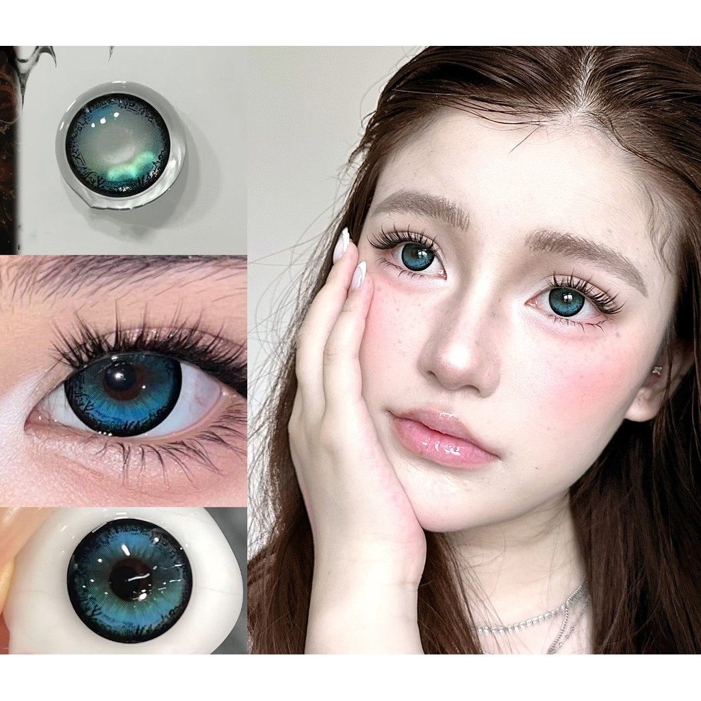 (1 คู่)GDHAI ยี่ห้อ Serltyca ,BIG SIZE,14.50mm,Gdia:13.9mm,(เกรด 0-8) คอนแทคเลนส์ 6 เดือนใช้(สีน้ําเงิน)