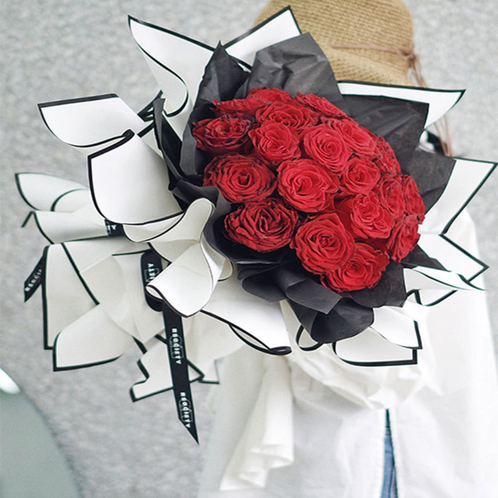 กระดาษห่อช่อดอกไม้ กระดาษฟลาวด์สีพื้นห่อช่อดอกไม้ กระดาษพลาสติกกันน้ำ DIY ขนาด 58x58cm. - รูปที่ 7