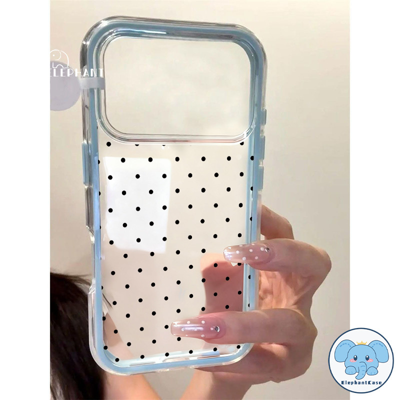 สำหรับ IPhone 16 11 17 13 15 12 14 air Pro Max XR XS X Max 14 15 Plus แนวโน้ม Polka จุด 2 ใน1 กันชนป้องกันการตกหล่นเคสใส