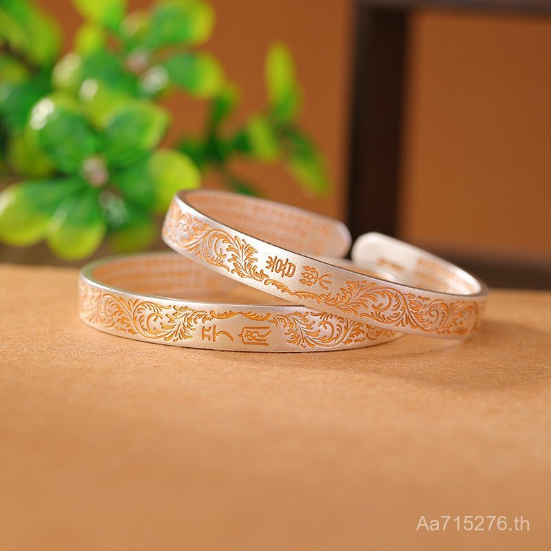 สร้อยข้อมือ handmade สไตล์ retro tang ลายกราฟิก gold-painted s999.9 พร้อมการออกแบบHappy One Deer สร้