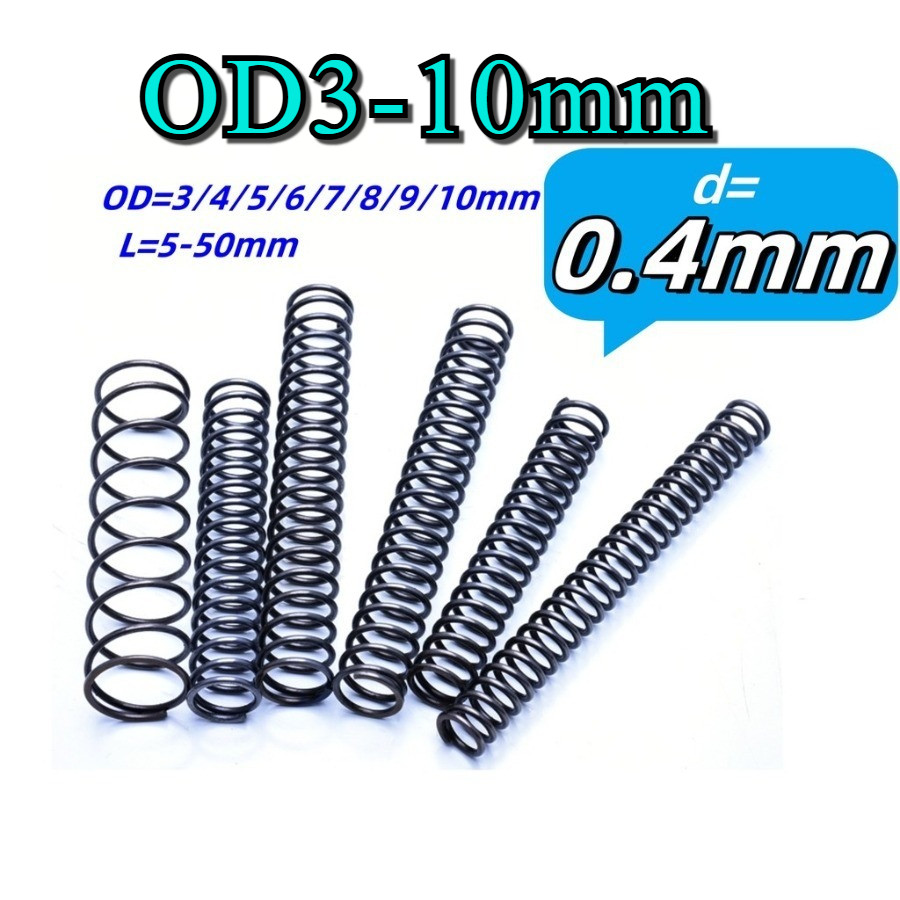 20pcs ลวดเหล็กเส้นผ่านศูนย์กลาง 0.4 mm สปริงบีบอัด 65Mn สปริงเหล็ก OD3-10 mm ความยาว 5-50 mm [N2BL]