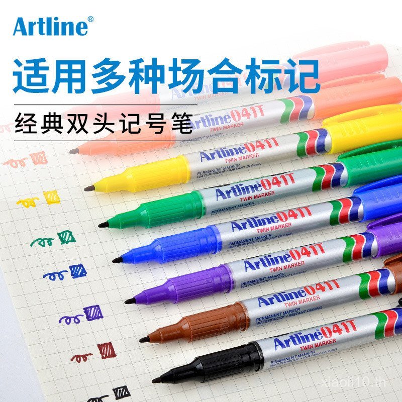 ญี่ปุ่นธงยี่ห้อ Artline ขนาดเล็ก Double-Headed Oily Marker สี Quick-Drying กันน้ํา Big-Headed ปากกา 