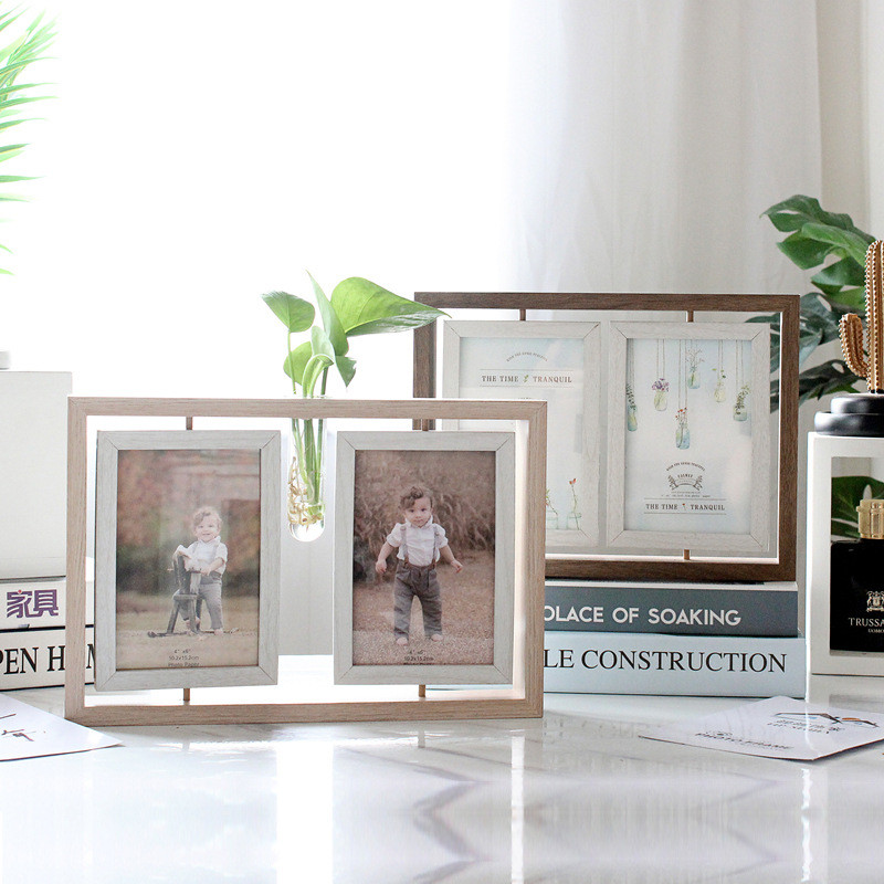 ERORO กรอบรูปไม้ 6 นิ้ว แบบตั้งโต๊ะ สไตล์นอร์ดิก หมุนได้ 2 ด้าน - รูปที่ 2