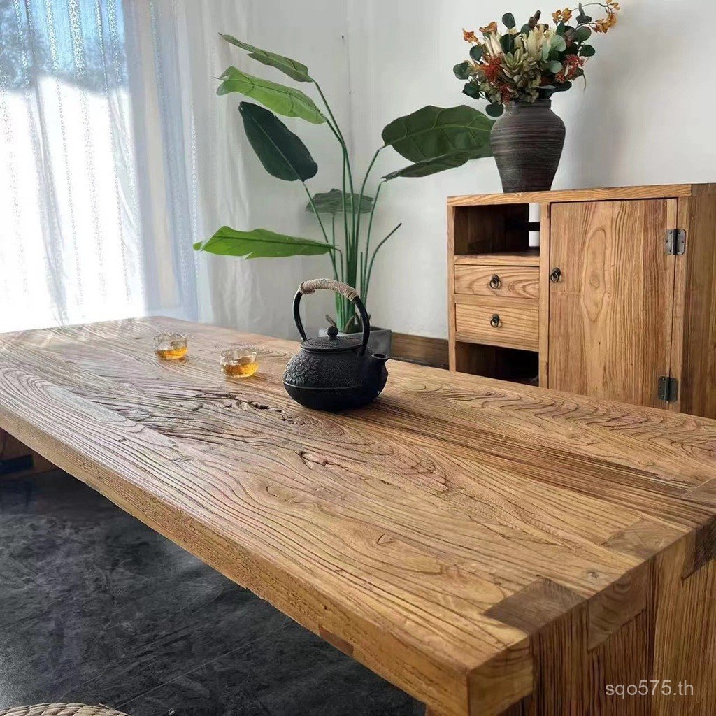 ไม้เนื้อแข็งโต๊ะโต๊ะโต๊ะน้ําชาโต๊ะกาแฟเซนเสื่อทาทามิโต๊ะน้ําชาครัวเรือนแผงประตูโต๊ะน้ําชาเก่าelm Log