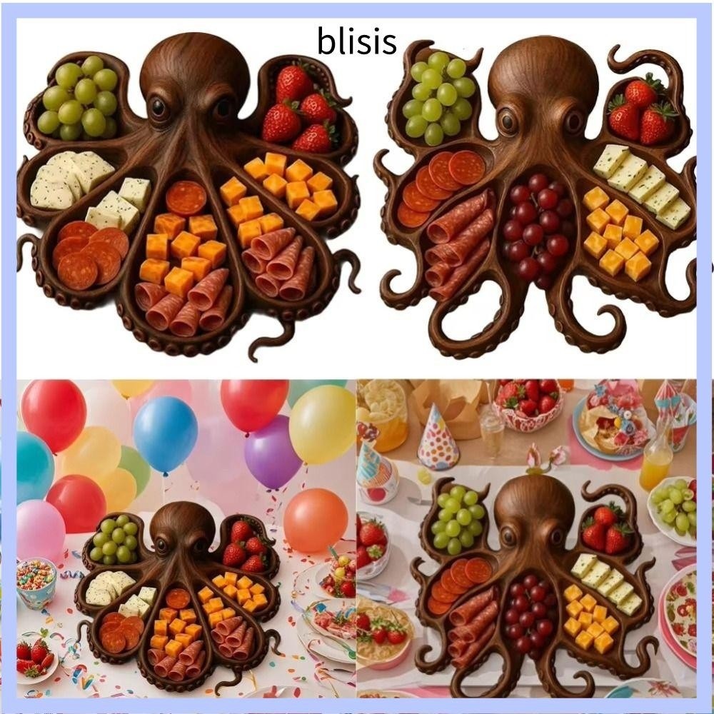 Inneed Fruit Wooden Tray Octopus Charcuterie Platter Unique Design Meat Serving Food Tray For Seafoo