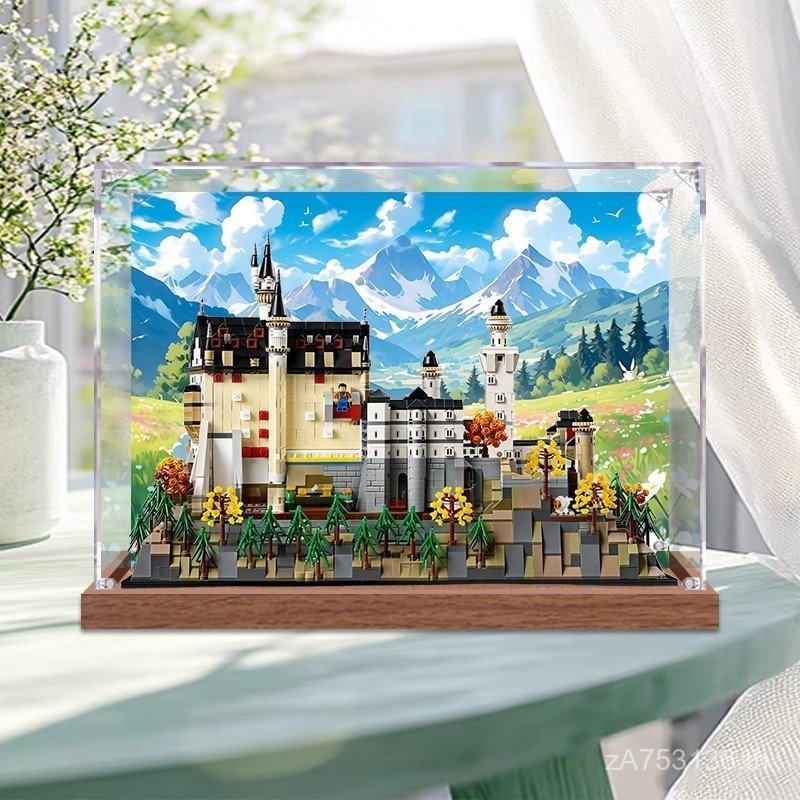 อาคารกล่องป้องกันฝุ่น21063เลโก้กล่องแสดงเหมาะสําหรับบิ๊กเนชวานสไตน์ปราสาทรูปกล่องเก็บโปร่งใสอะคริลิ 