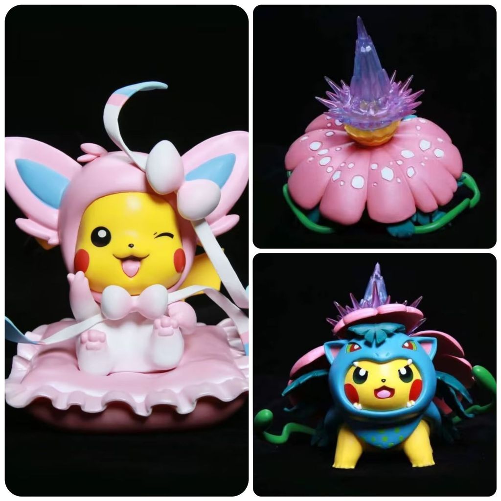 Pokemon Frog Flower Eevee Pikachu COS Fusion Monster Hand Office Doll Decorative Model