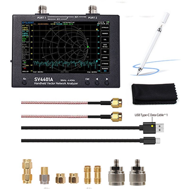 เครื่องวิเคราะห์เครือข่ายเวกเตอร์หน้าจอขนาดใหญ่ 23 ซม. SV4401A 50KHz-4.4 GHz 100db Dynamic NanoVNA