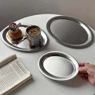 จานสแตนเลสทรงรี จานบาร์บีคิวเกาหลี จานขนมซูชิ จานกาแฟและถาดร…