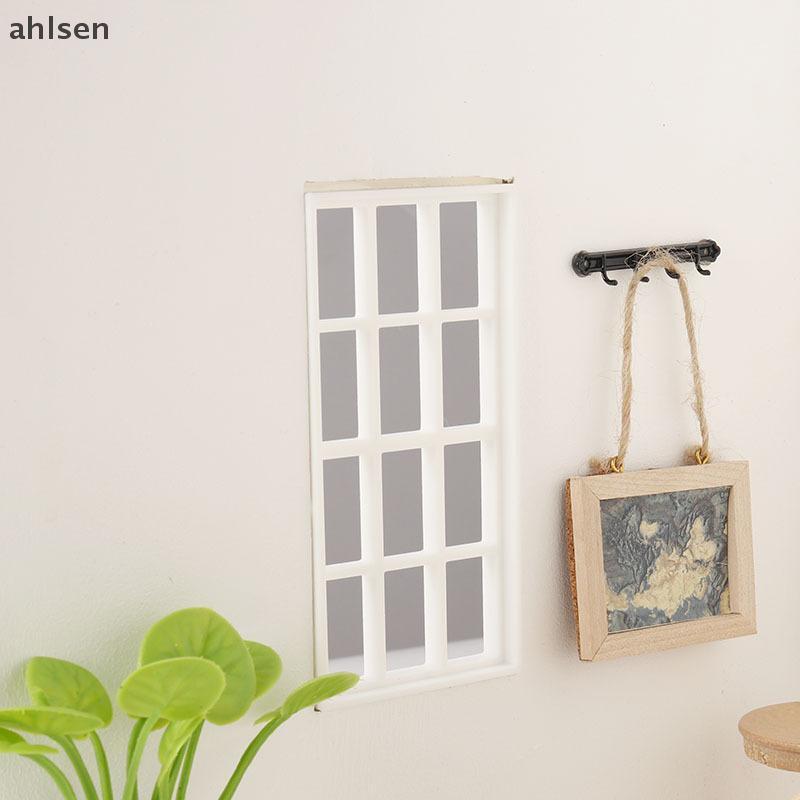 Ahlsen 1/12 ตุ๊กตาจําลองไม้หน้าต่างกรอบบ้านตุ๊กตาเฟอร์นิเจอร์ตกแต่งตุ๊กตาบ้านไมโครฉากอุปกรณ์เสริม PH