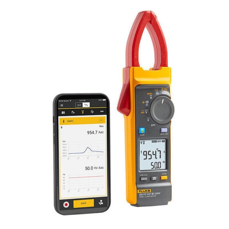 ใหม่ Fluke Fluke393FC แคลมป์มิเตอร์ดิจิตอลที่มีประสิทธิภาพจริง แคลมป์มิเตอร์โซลาร์เซลล์แบบใช้มือถืออ