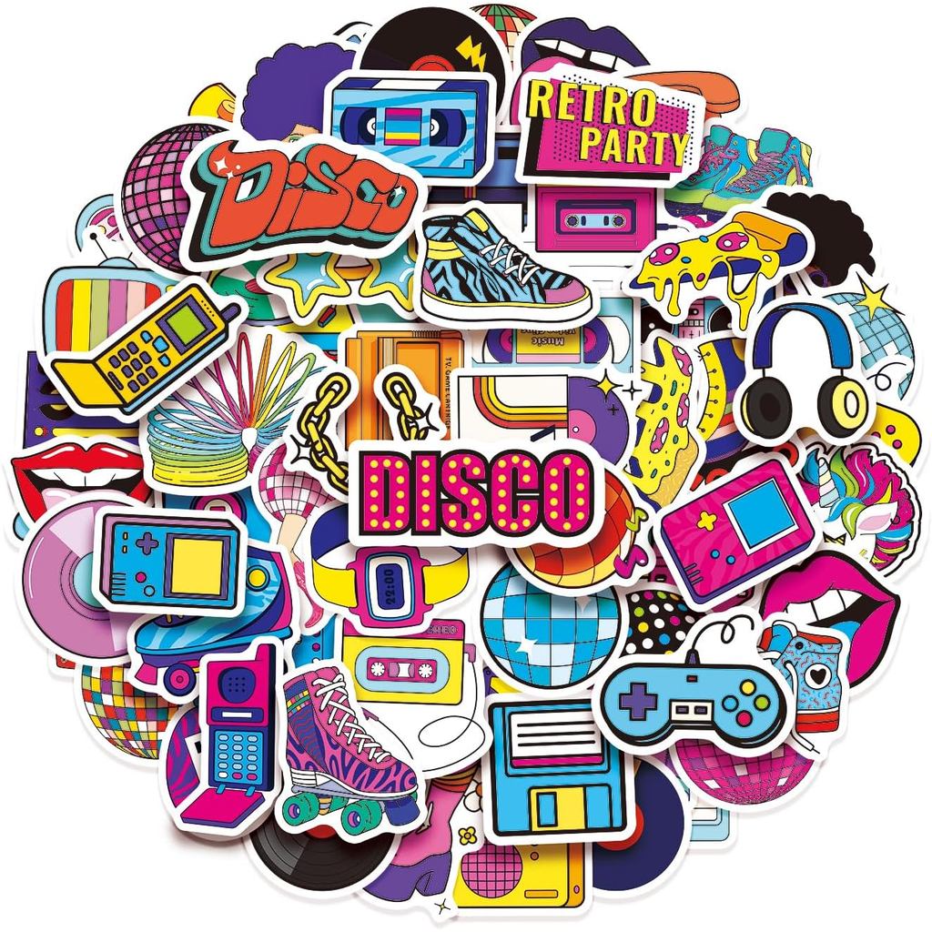 สติ๊กเกอร์ 100 แพ็ค 90s 80s, โปรดปรานปาร์ตี้ฮิปฮอป 1980 ของ 1990, ของตกแต่งวันเกิด