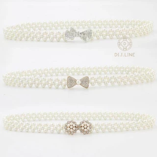 Vintage Jewelry ผู้หญิงเข็มขัดมุกเอวบางโซ่แฟชั่นเข็มขัดยางยืด