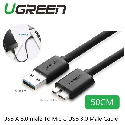 UGREEN USB-A 3.0 MALE TO MICRO USB 3.0 สายชาย SPEED UP TO 5GBPS 50CM (สีดํา)