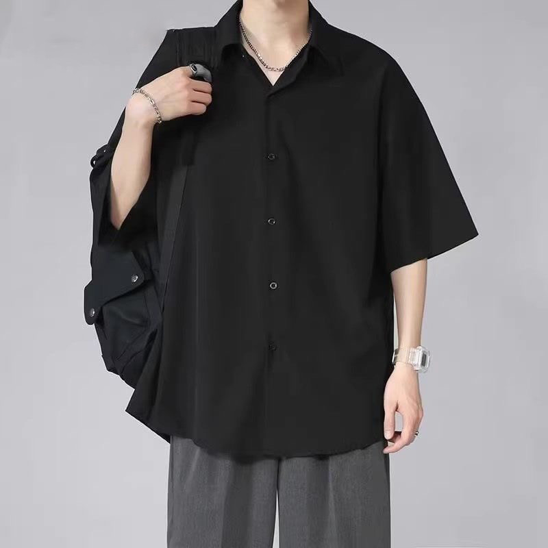 Chaistyle เชิ้ตผู้ชาย วินเทจ เสื้อคอปก ใส่สบาย สีทึบ ชุดคู่รัก แนวสตรีท