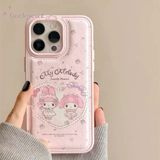 ใช้งานร่วมกับ iPhone 17 16 15 14 13 12 11 Pro Max X Xr Xs Max 7 8 Plus SE2020 เคสโทรศัพท์การ์ตูนน่ารักลูกไม้ Lovce Heart กระต่ายหนังนุ่มปกหลัง