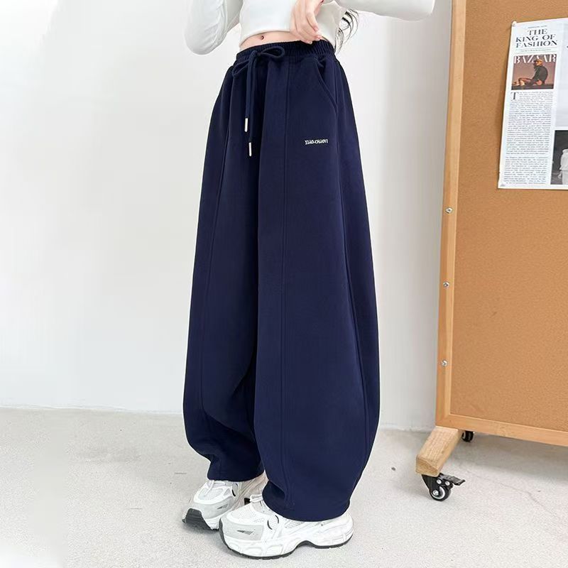 กางเกงเด็กผู้หญิง เด็กผู้หญิง Big Girls Casual Sports Pants Sweatpants All-Match ขากว้าง