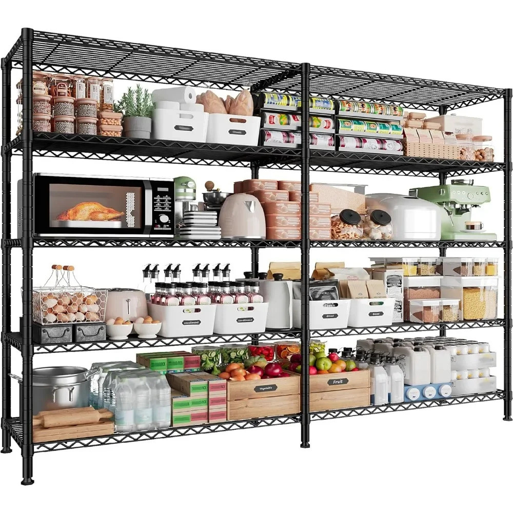 อินเทรนด์ 1500lbs โลหะ Shelving Unit Storage ชั้นวาง 61.7 w Wire Shelving, 5 ชั้น Pantry ชั้นวางห้อง