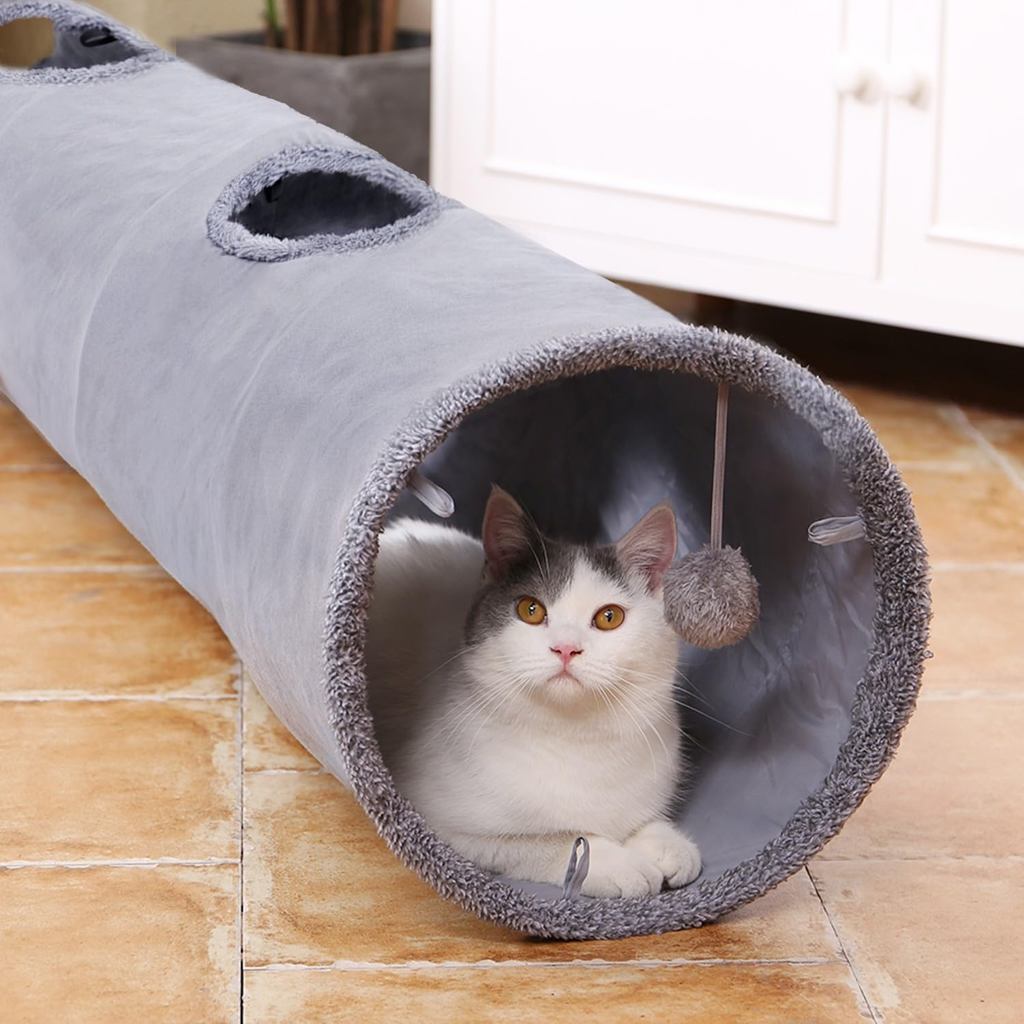 PAWZ Road Cat Tunnel 51 Inches Long Cat Toys Collapsible Tunnel 12 Inches in Diameter Large Cats Tub