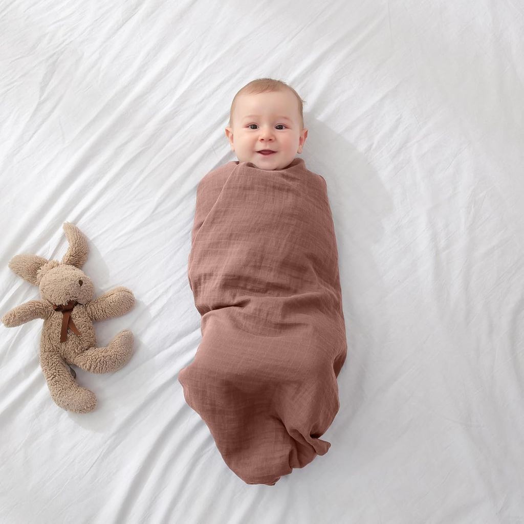 Muslin Swaddle Blankets for Boys and Girls, Soft Cotton Baby Swaddle Blankets for Unisex, 47 X 47 in