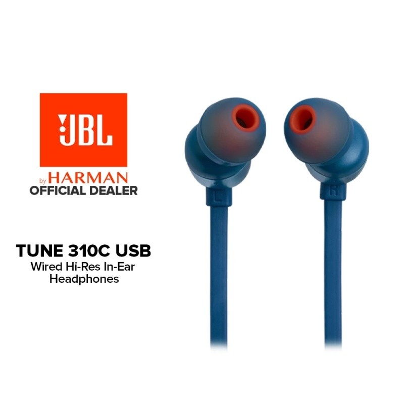 JBL Tune 310C USB-C หูฟังแบบมีสาย Hi-Res หูฟังชนิดใส่ในหูพร้อมไมโครโฟน
