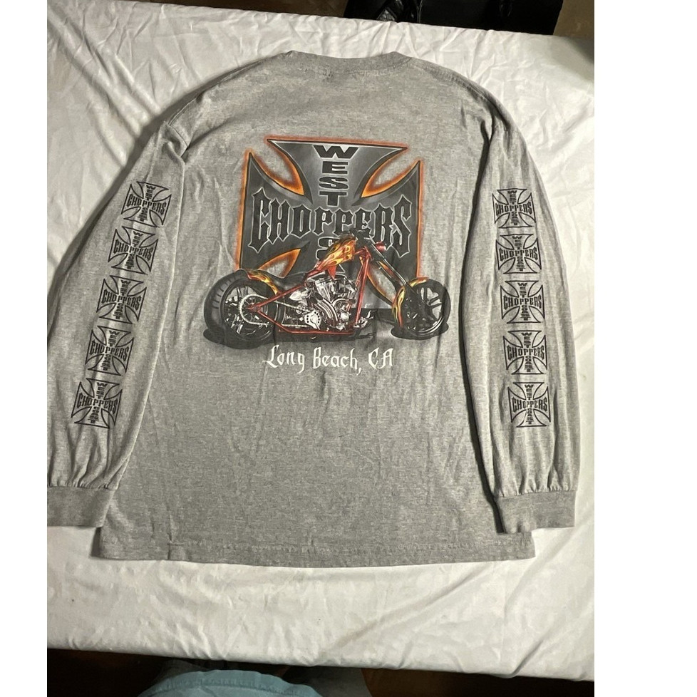 เสื้อยืดแขนยาว Retro West Coast Chopper สไตล์เรโทรสำหรับทั้งผู้ชายและผู้หญิง ทำจากผ้าฝ้ายคุณภาพดี