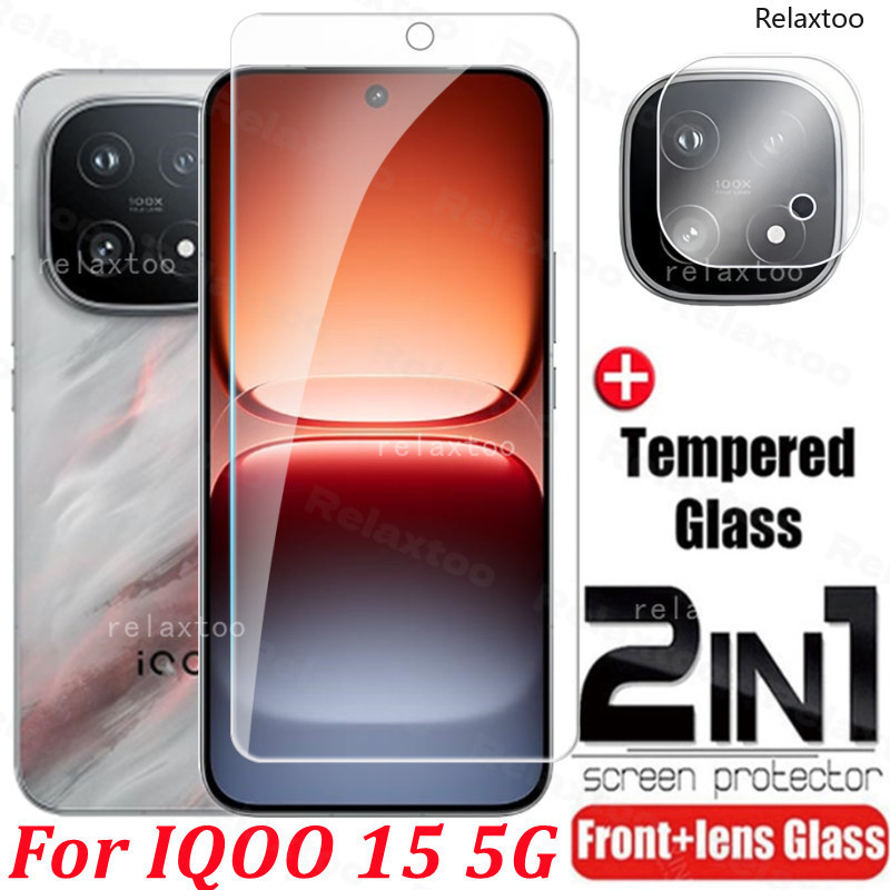 2in1 9H คลุมทั้งหมดหน้าจอกระจกนิรภัยสําหรับ Vivo IQOO 15 Iqoo15 5G 2025 โทรศัพท์ป้องกันกระจกด้านหลังเลนส์ป้องกันหน้าจอฟิล์มแก้ว