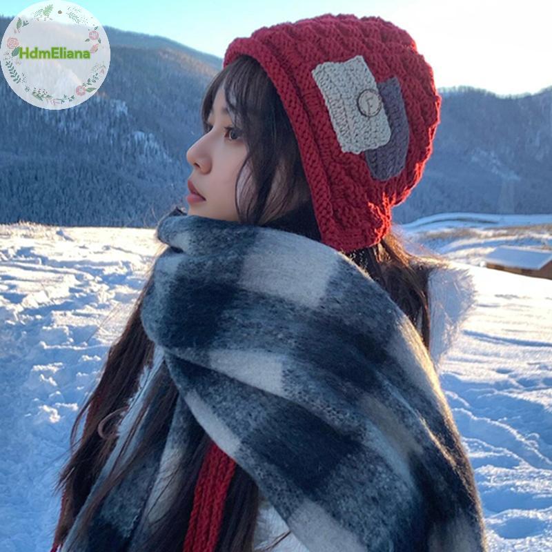 HdmEliana Handmade ถักหมวกผู้หญิงฤดูหนาวที่อบอุ่นป้องกันหู Lady หญิงเกาหลีโครเชต์เสื้อสวมหัวหมวก TH - รูปที่ 6
