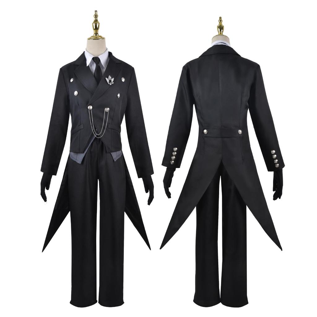 Sebastian Michaelis Tuxedo บัตเลอร์สีดําเครื่องแต่งกายคอสเพลย์ปาร์ตี้บทบาทเล่น Amine ฮาโลวีน