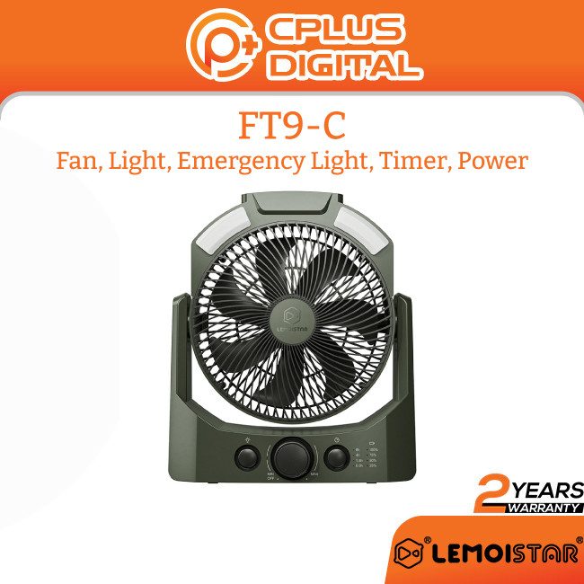 Lmoistar LIMO FT9-C Camping Fan พร้อมโคมไฟ LED, 8 นิ้ว 10000mAh แบตเตอรี่ดําเนินการพัดลมตั้งโต๊ะจับเ