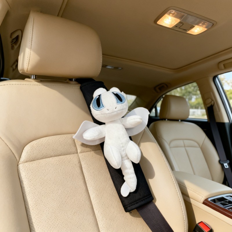 COD แผ่นรองเข็มขัดนิรภัยลายมังกรคู่ รถยนต์ การ์ตูนน่ารัก อุปกรณ์เสริมภายในรถ 12x18 ซม - รูปที่ 4