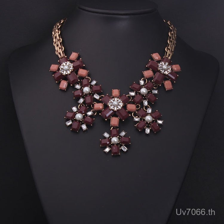 สร้อยคอคริสตัลสั้น สไตล์ยุโรป-อเมริกัน สำหรับผู้หญิง พร้อมส่ง 3 pcs