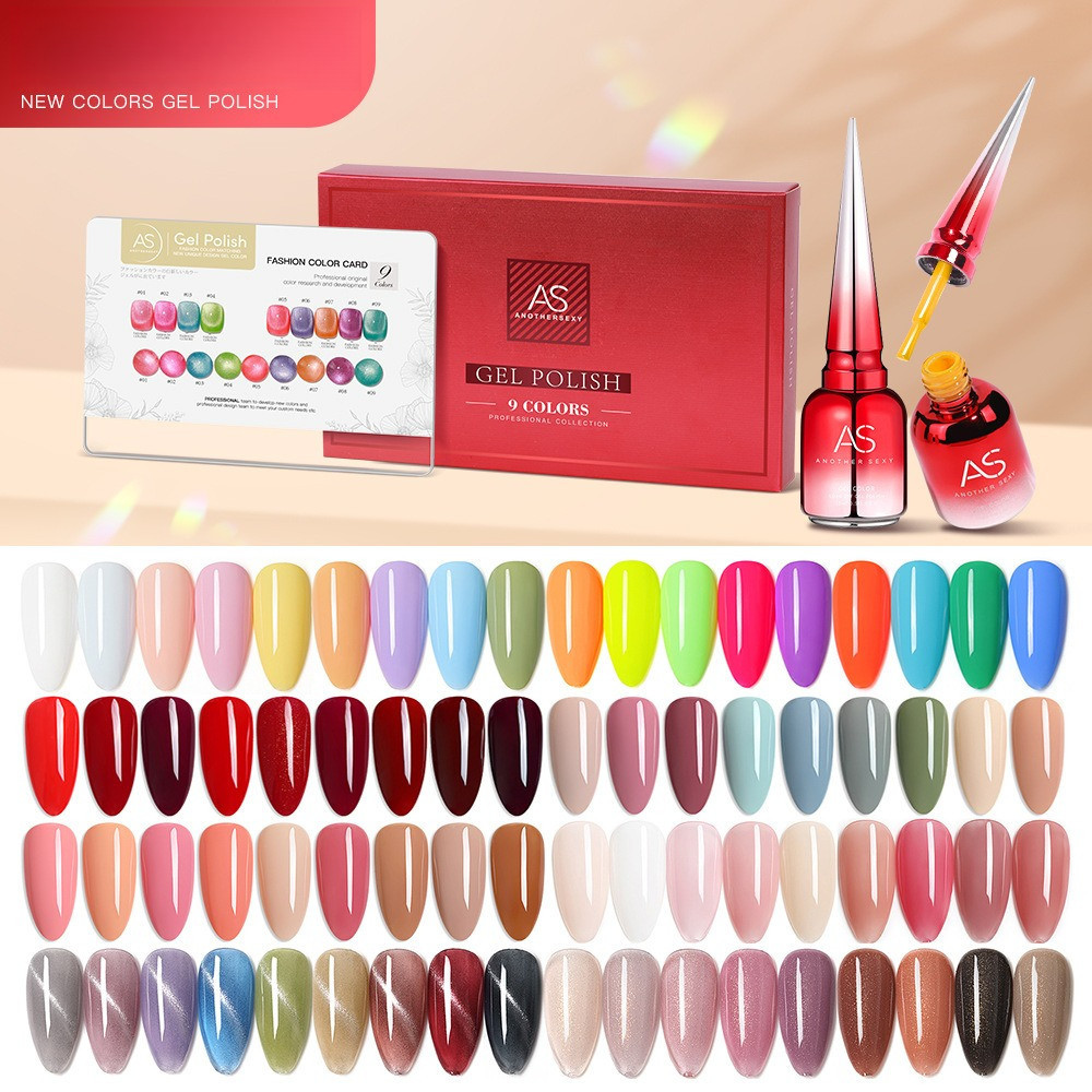 ASฝาแหลม เซตสีเจลทาเล็บ สีพื้น สีสุขภาพดี 40+ เซท ยาทาเล็บเจล เซ็ตใหม่ 9 สี Gel Polish Set -NT nail ราคา ถูกที่สุด ดีลบีเคเค