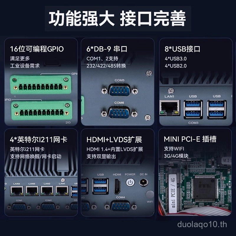 Xinchuangyun mini Host Quad-Core i5-8250U Fanless mini Industrial Control Host Computer mini PC