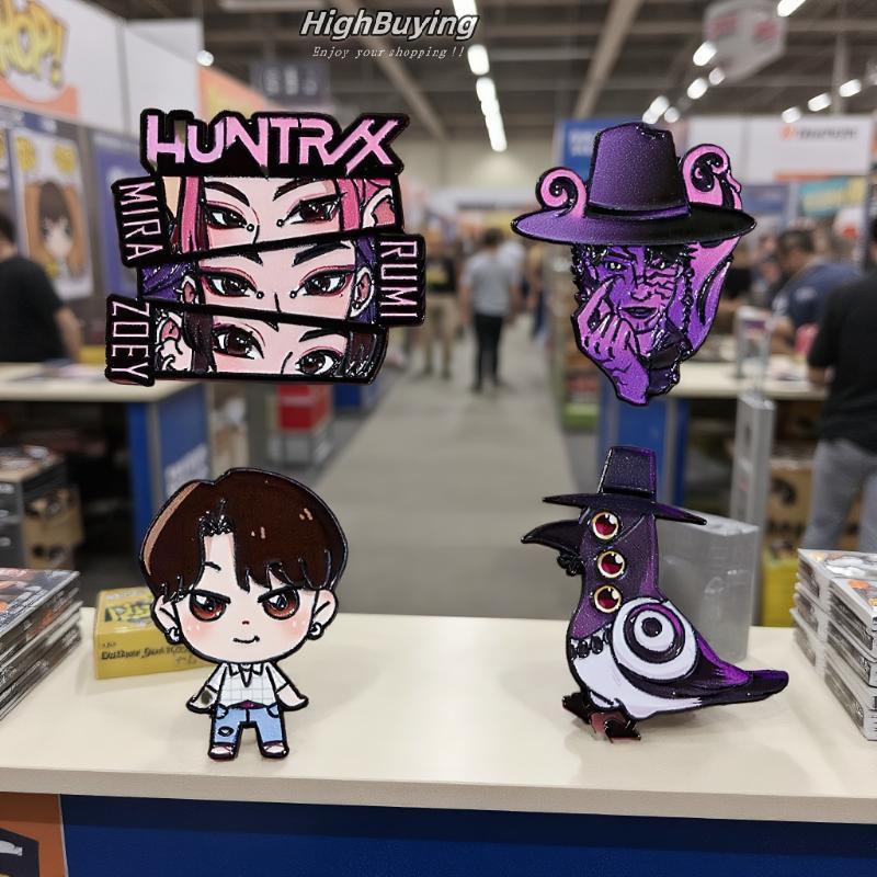 [highbuying] 1/4 ชิ้น Kpop Demon Hunter เข็มกลัด HUNTR/X เคลือบ Pins Badge สําหรับผู้หญิงผู้ชายกระเป
