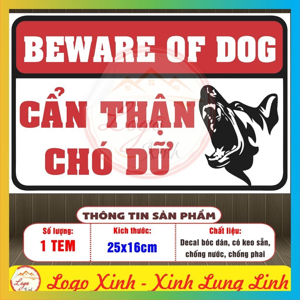 สติ๊กเกอร์โลโก้ WARNING THE HOUSE WITH A DOG, BEWARE OF DOG