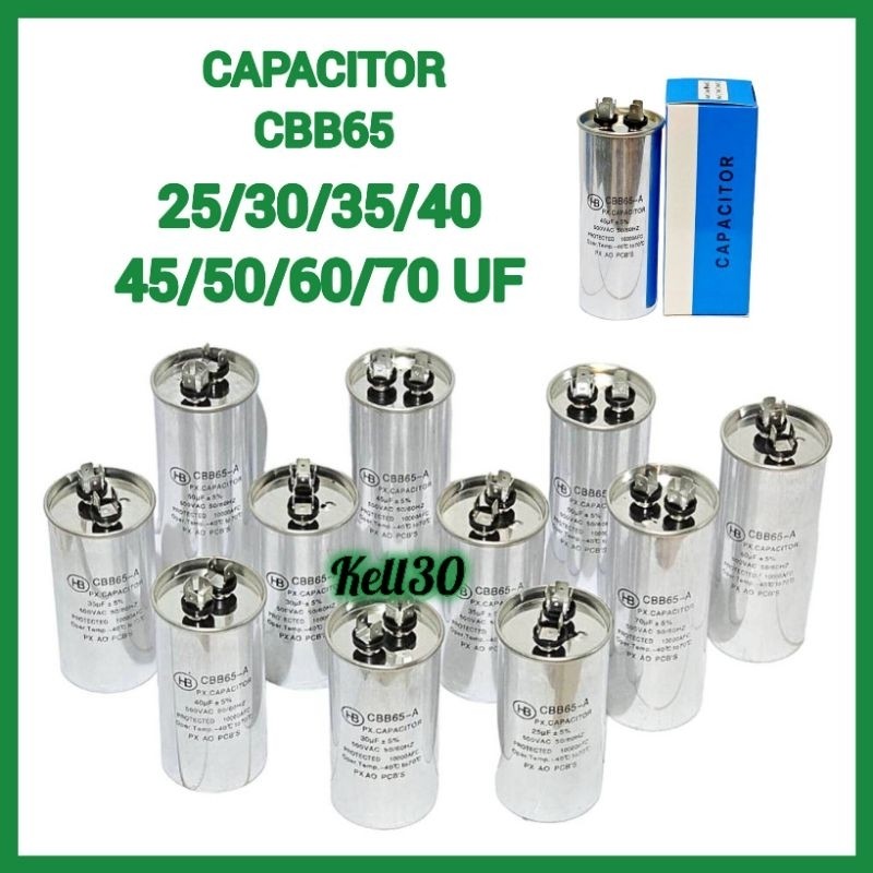 คาปาซิเตอร์ แอร์ 15/20/25/30/35/40/45/50/60/70/80 Uf  แคปรัน/Capacitor HB CBB65 / 500V