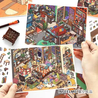 Idako [My Cabin Fiftth Bullet] 2.5D ภูมิทัศน์สติกเกอร์อาคารทําด้วยมือ diy ฉากห้องโดยสารสามมิติ SS729